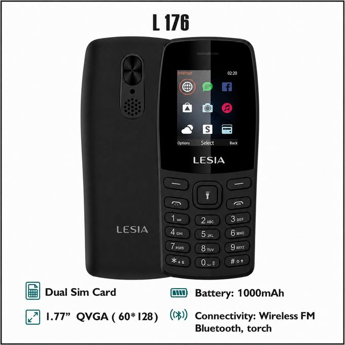 LESIA L176 1.77 INCHES Dual Sim- Black